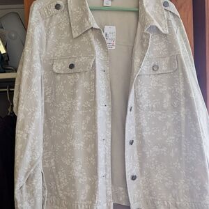 CJ Banks White Floral Jean Jacket